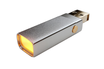 Metallic USB drive, angled view