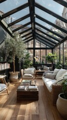 Fototapeta premium Sunny conservatory with light-filled interior