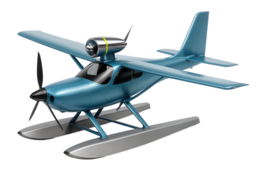 Seaplane trainer with floats and high-mounted engines for water operations