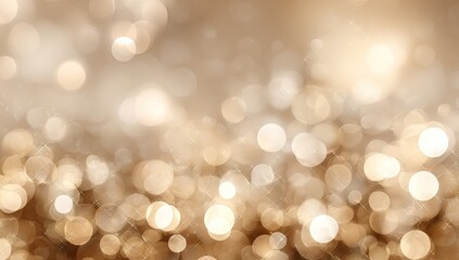 Soft, warm bokeh lights in beige and gold tones
