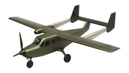 Compact military transport plane with twin tail booms and high-set horizontal stabilizer
