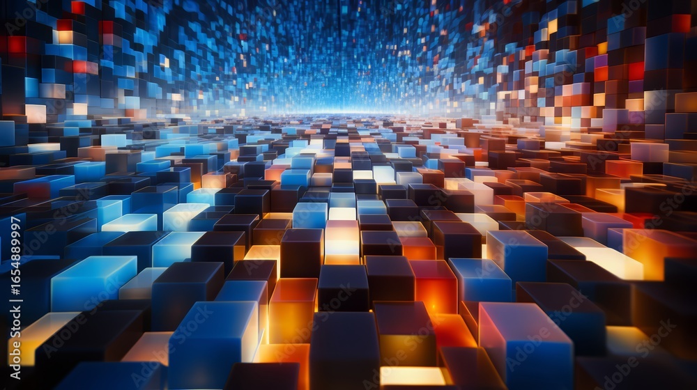 Canvas Prints computer generated image of a cityscape with a blue sky and orange and red buildings. the image is f