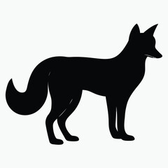 Black Fox Silhouette Vector Minimalist Animal Outline Design