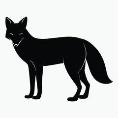 Black Fox Silhouette Vector Minimalist Animal Outline Design