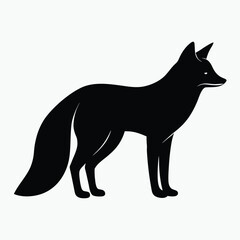 Black Fox Silhouette Vector Minimalist Animal Outline Design