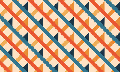 Fototapeta premium Retro 70s Geometric Seamless Pattern, Abstract Background with Colorful Diagonal Stripes for a Vintage Fabric or Wallpaper Design