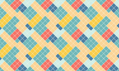 Modern Argyle Seamless Pattern, Classic Geometric Background with Diamonds in a Preppy Color Palette for Fabric or Wallpaper