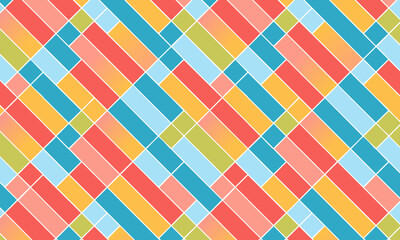 Colorful Geometric Seamless Pattern, Abstract Background with Intersecting Diagonal Stripes in a Fresh Summer Palette