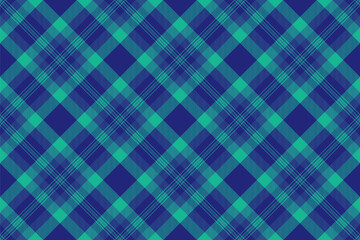 Rug fabric check plaid, down texture background tartan. Velvet seamless pattern textile vector in blue and teal colors.