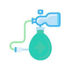 Cartoon ventilation bag illustration with black background in flat design