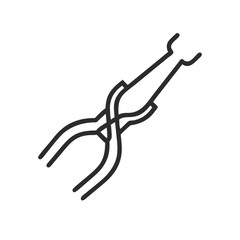 Metal Tongs Flat Icon Illustration on Black Background