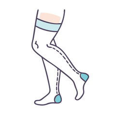 Compression stockings graphic illustrating leg support and circulation aid