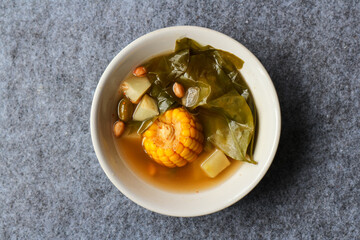 Sayur asam, sayur asem or tamarind soup is a popular traditional Indonesian soup. 