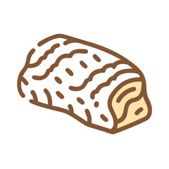 Stylized graphic of a cut piece of chocolate bar