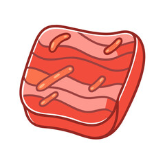 Stylized salmon sashimi block on a black background illustration