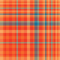 Male pattern tartan seamless, list texture background plaid. Front check fabric textile vector in red and orange colors.