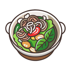 Vibrant food bowl with noodles and various tasty toppings