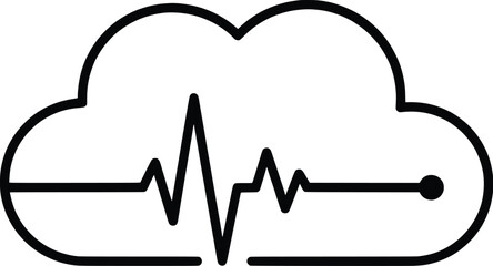 Health Monitoring, ECG Line, Cloud Storage, Vector Illustration, Digital Environment, Top View, Conceptual Vector Art for Health Management