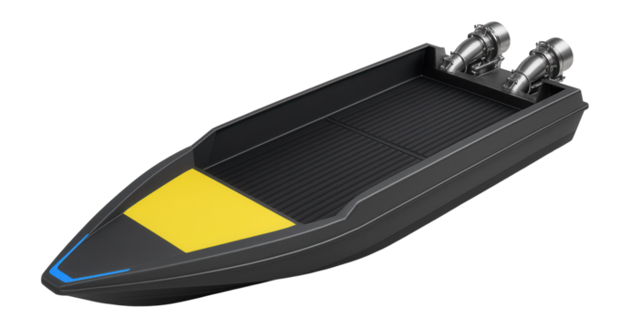 Landing craft with waterjet propulsion and streamlined hull