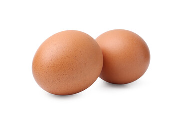 Two raw chicken eggs isolated on white