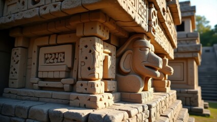 Ancient Stone Temple Architecture with Sculptural Details