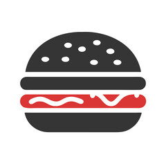 Modern minimalist flat vector icon of a gray burger