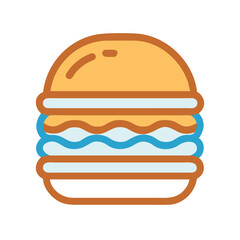Modern burger illustration on black backdrop, clean vector style
