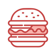 Minimalist burger icon on black background simple food design