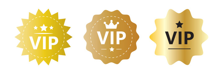 vip badges icon, label or tags vip icons. and crown icon with five stars sign symbol - premium membership icon. vector illustration 