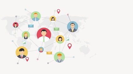 Global network of people connected on world map connection - Powered by Adobe