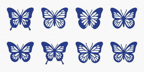 Butterfly icon set&mdash;vector silhouettes of six distinct black butterflies for decorative design, nature themes, and educational use