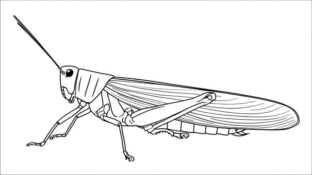 black and white grasshopper line art clip art preview