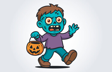 Zombie or Halloween Mascot Cartoon Vector Template