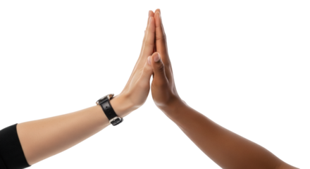High five hands together collaboration teamwork partnership agreement success cooperation unity achievement on transparent background
