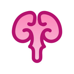 Stylized pink human kidneys organ illustration on black backdrop