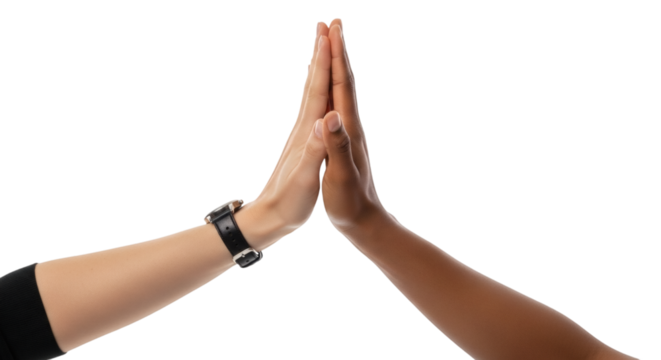High five hands together collaboration teamwork partnership agreement success cooperation unity achievement on transparent background