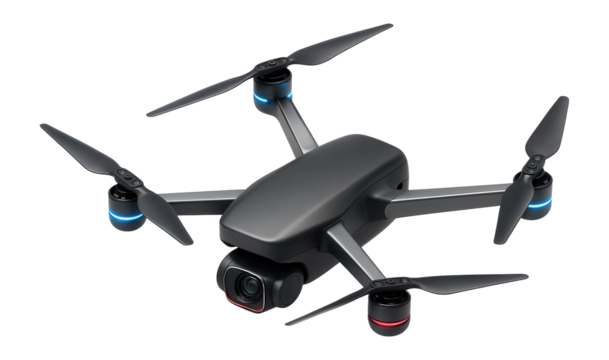 Tricopter drone with three rotors and a front-mounted high-resolution camera