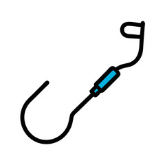 Isolated black fishing hook with blue accents illustration design