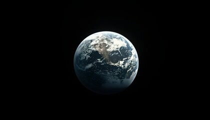Fototapeta premium A close up of the Earth in space. The Earth is black and white. The Earth is the only object in the image