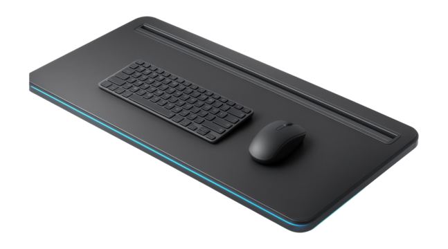 Modular desk with integrated cable management and multiple input devices