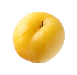 One yellow cherry plum isolated on white