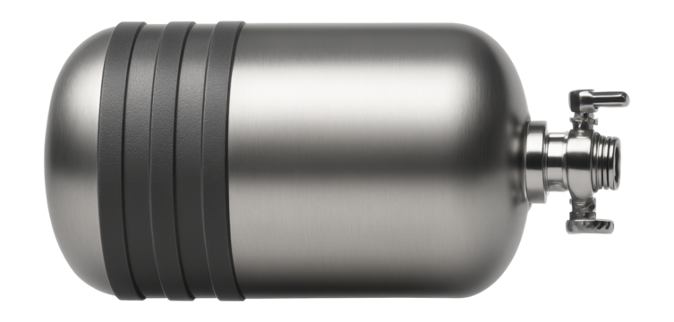 Elliptical fuel tank with ribbed sides and a rear-mounted outlet valve