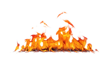 Realistic fire flames and flying embers overlay warm glow  Isolated On Transparent Background