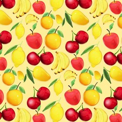 Seamless Fruit Pattern with 3D Illustrations