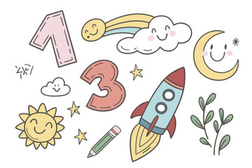 Cartoon vector set of vegetables with space for text