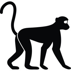 Black Monkey Silhouette Vector Minimalist Animal Outline Design