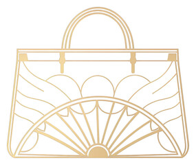 Fototapeta premium PNG Luxury handbag purse line gold.