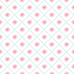 Floral watercolor pattern with pink flowers.Cottagecore background in vintage style.