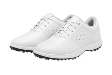 White golf shoes isolated on white Generative AI