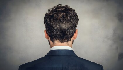 A man wearing a suit and tie is looking at the camera. He has short brown hair. The man is wearing a blue suit and white shirt